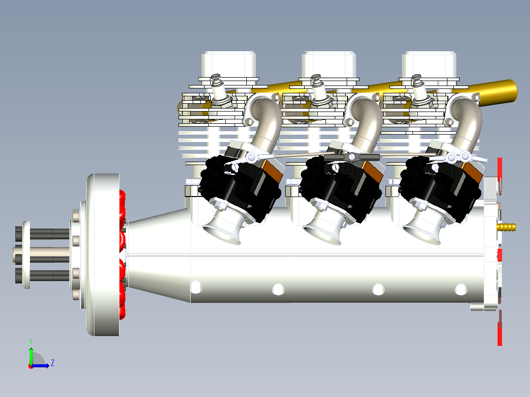 单缸四冲程风冷汽油内燃机左视图