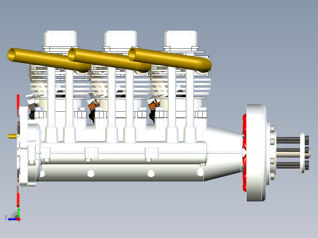 单缸四冲程风冷汽油内燃机右视图