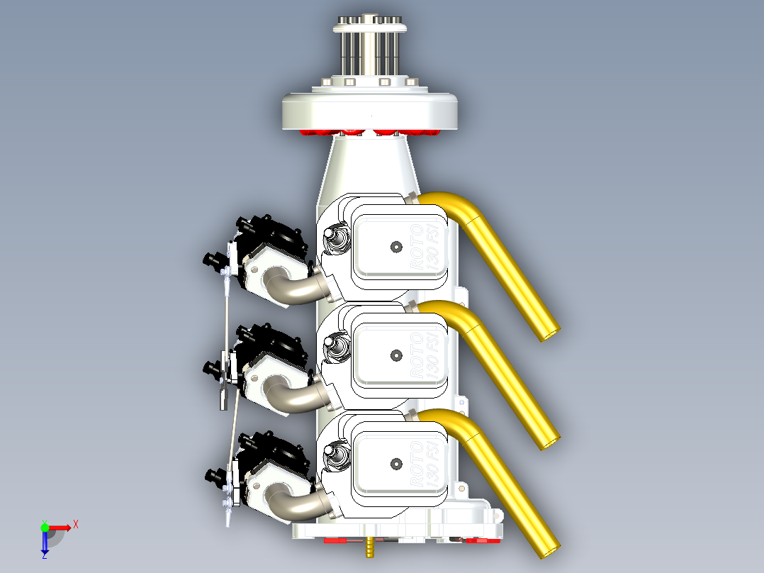 单缸四冲程风冷汽油内燃机俯视图