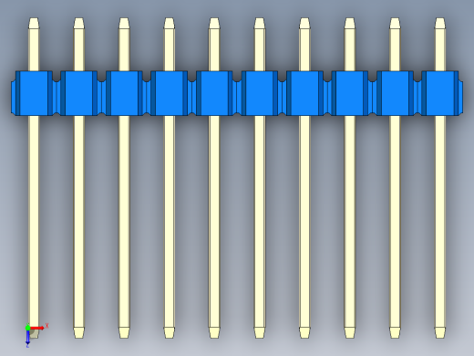 彩色公头100mil（2.54mm）系列-DS1021_blue_1x10p_100mil_Type5_rev1.0俯视缩略图