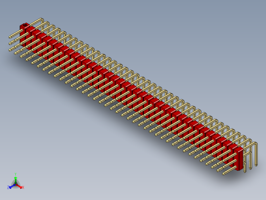 彩色公排针 100mil 2.54mm 系列-DS1022_red_3x39p_100mil_TypeD_rev1.0