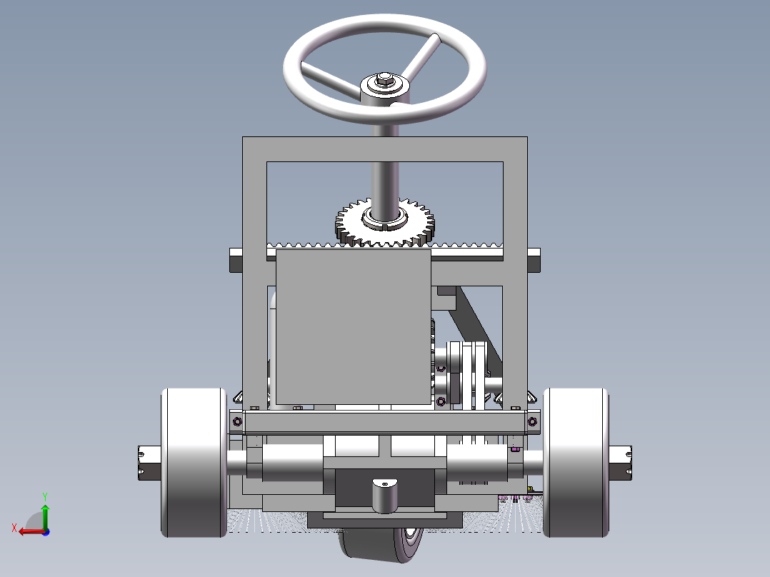 小型路面清扫机的设计及仿真【垃圾清扫车】【三维SW20模型+10张CAD图纸+说明书】后视图