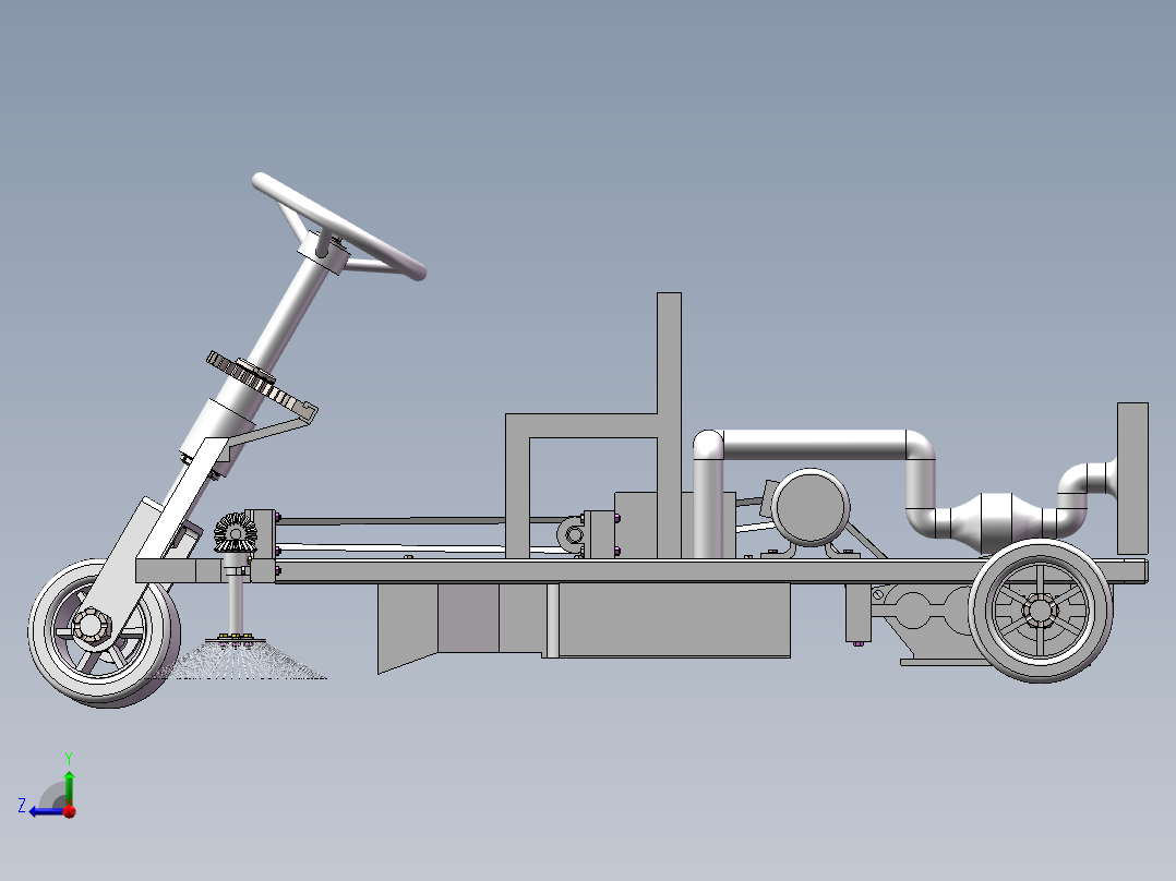 小型路面清扫机的设计及仿真【垃圾清扫车】【三维SW20模型+10张CAD图纸+说明书】右视图
