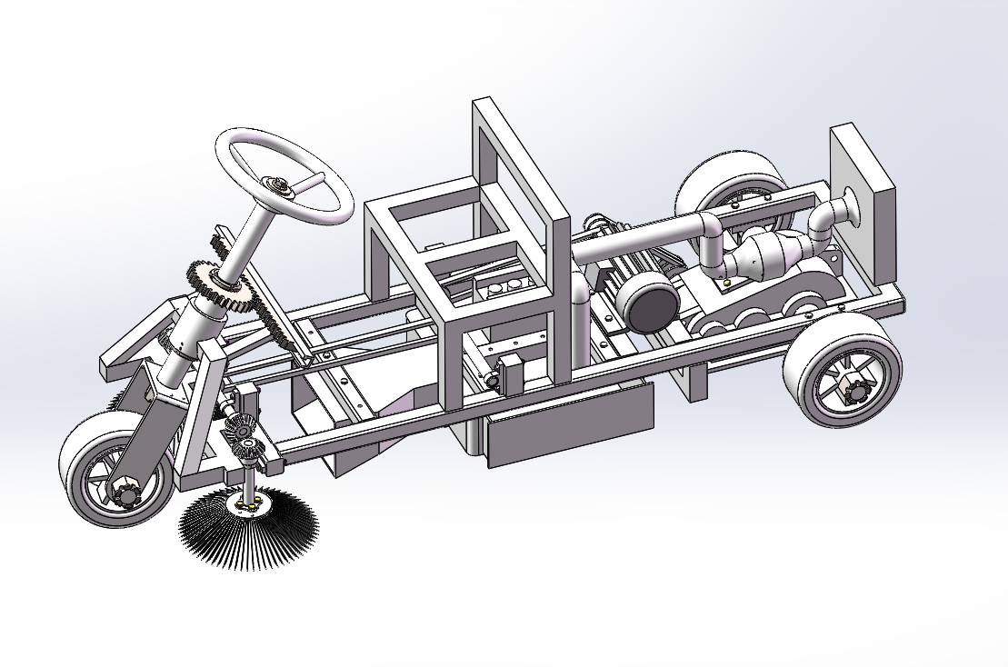 小型路面清扫机的设计及仿真【垃圾清扫车】【三维SW20模型+10张CAD图纸+说明书】