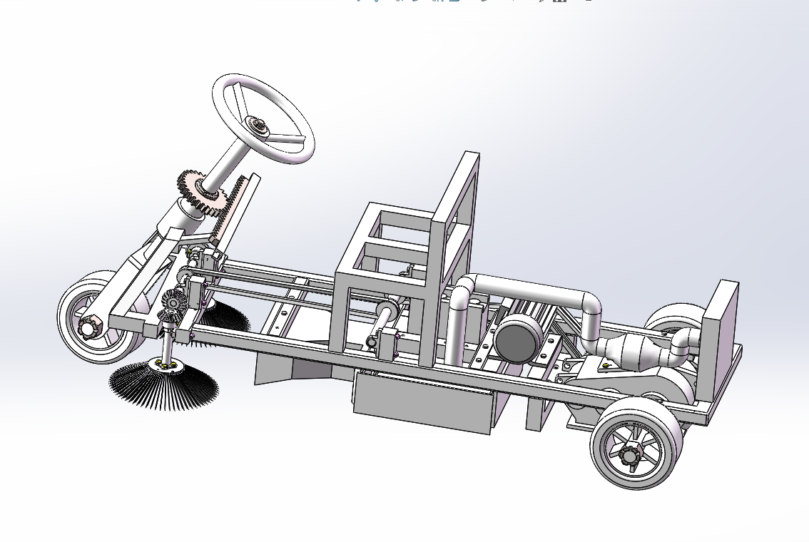 小型路面清扫机的设计及仿真【垃圾清扫车】【三维SW20模型+10张CAD图纸+说明书】