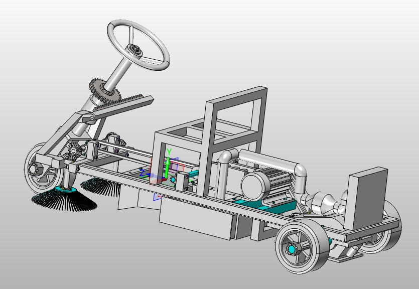 小型路面清扫机的设计及仿真【垃圾清扫车】【三维SW20模型+10张CAD图纸+说明书】
