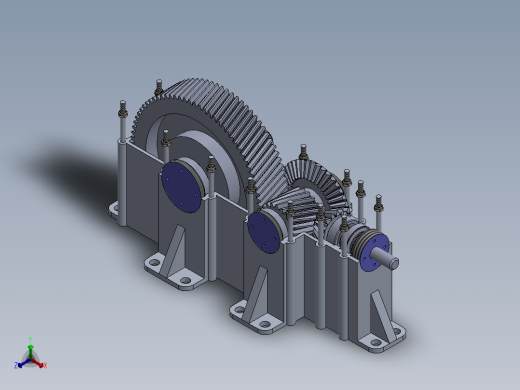 两级（斜齿）齿轮箱毕业设计论文 Solidworks图纸 pdf文档正等轴测缩略图