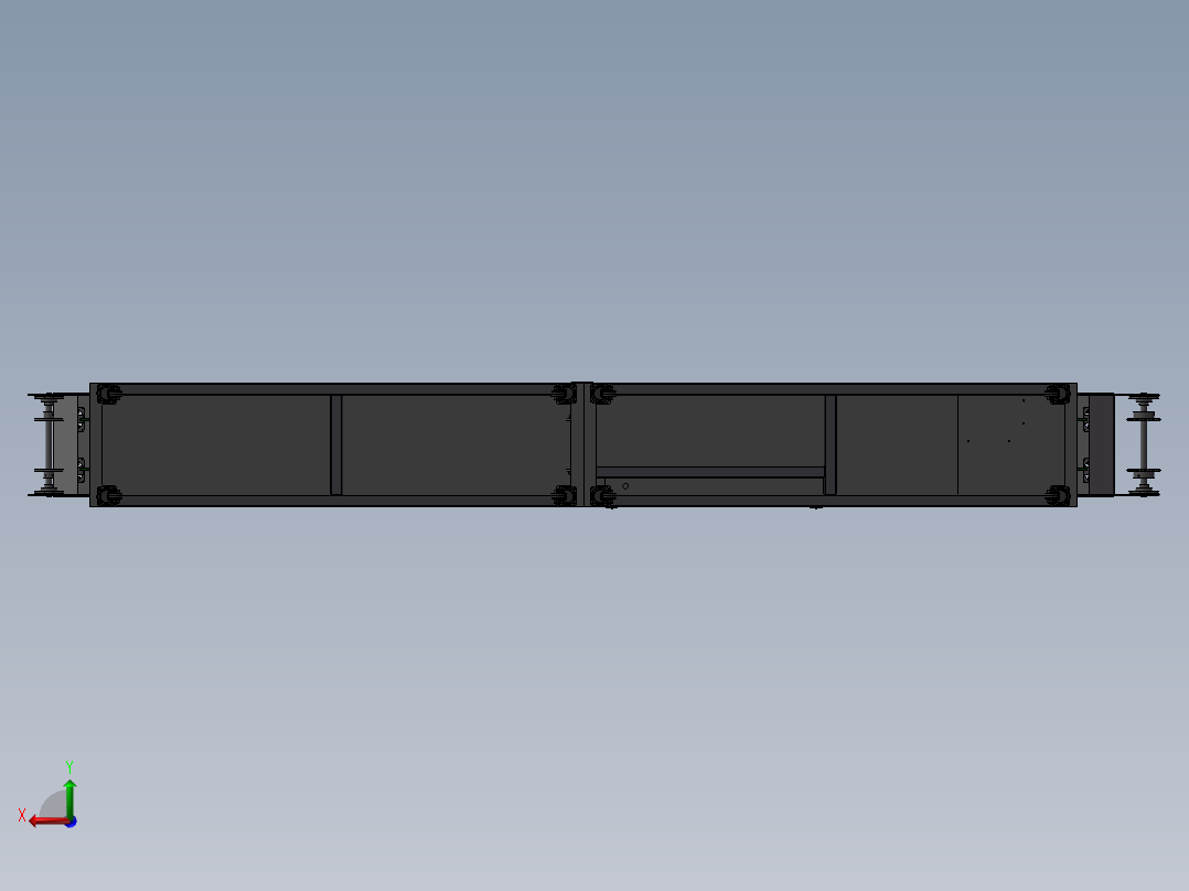非标隧道式自动恒温烘箱3D图纸 自动化设备3D图纸3D模型后视图