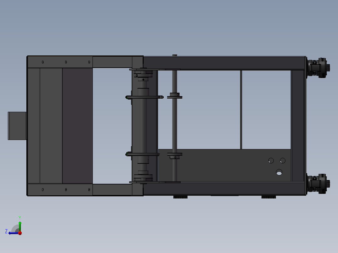 非标隧道式自动恒温烘箱3D图纸 自动化设备3D图纸3D模型右视图