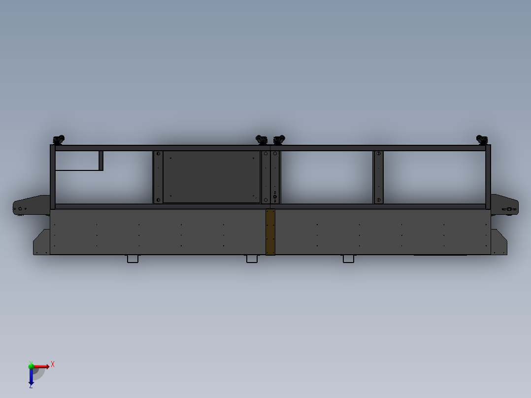 非标隧道式自动恒温烘箱3D图纸 自动化设备3D图纸3D模型俯视图