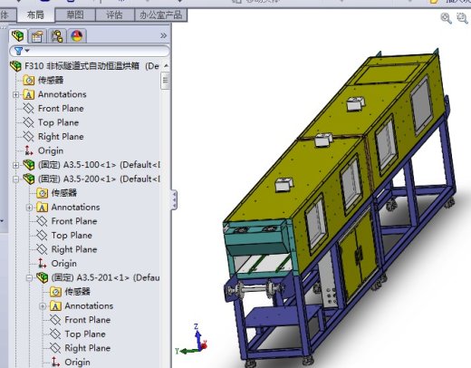 非标隧道式自动恒温烘箱3D图纸 自动化设备3D图纸3D模型缩略图