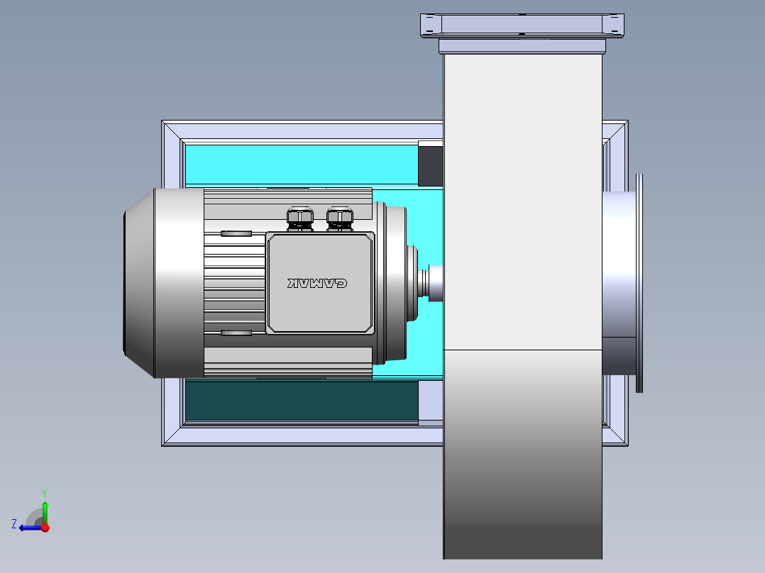3000转分 7.5千瓦工业吹风机右视图
