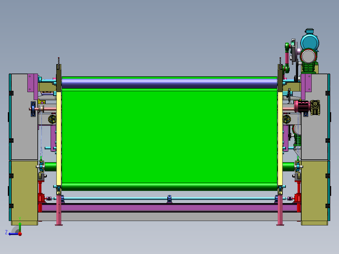直立棉机（sw17可编辑+工程图）右视图