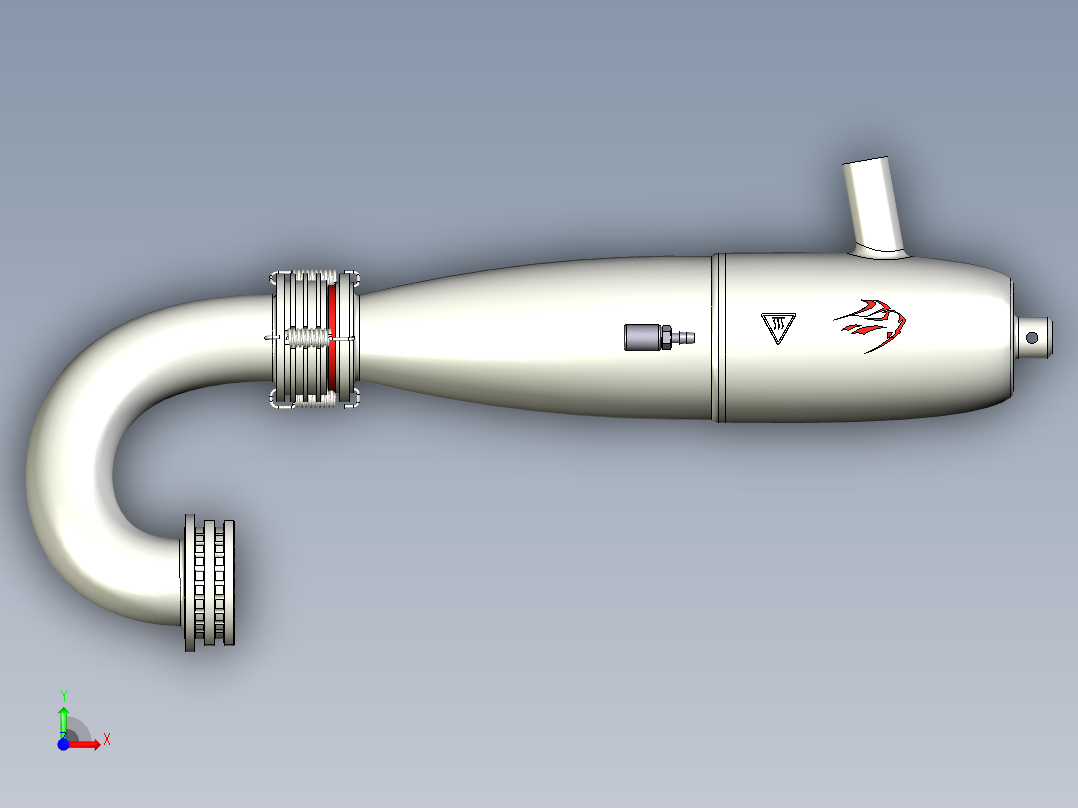 越野车调谐管道和歧管前视图