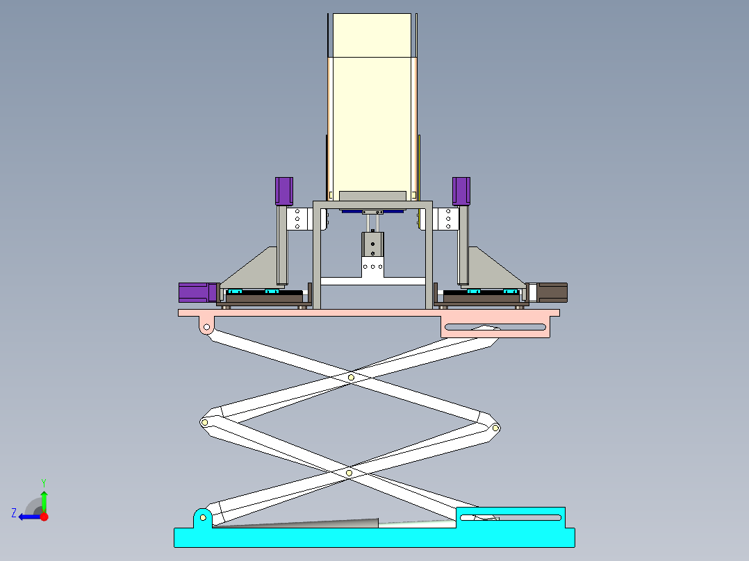 纸箱升降对中整形输送多功能平台设计右视图