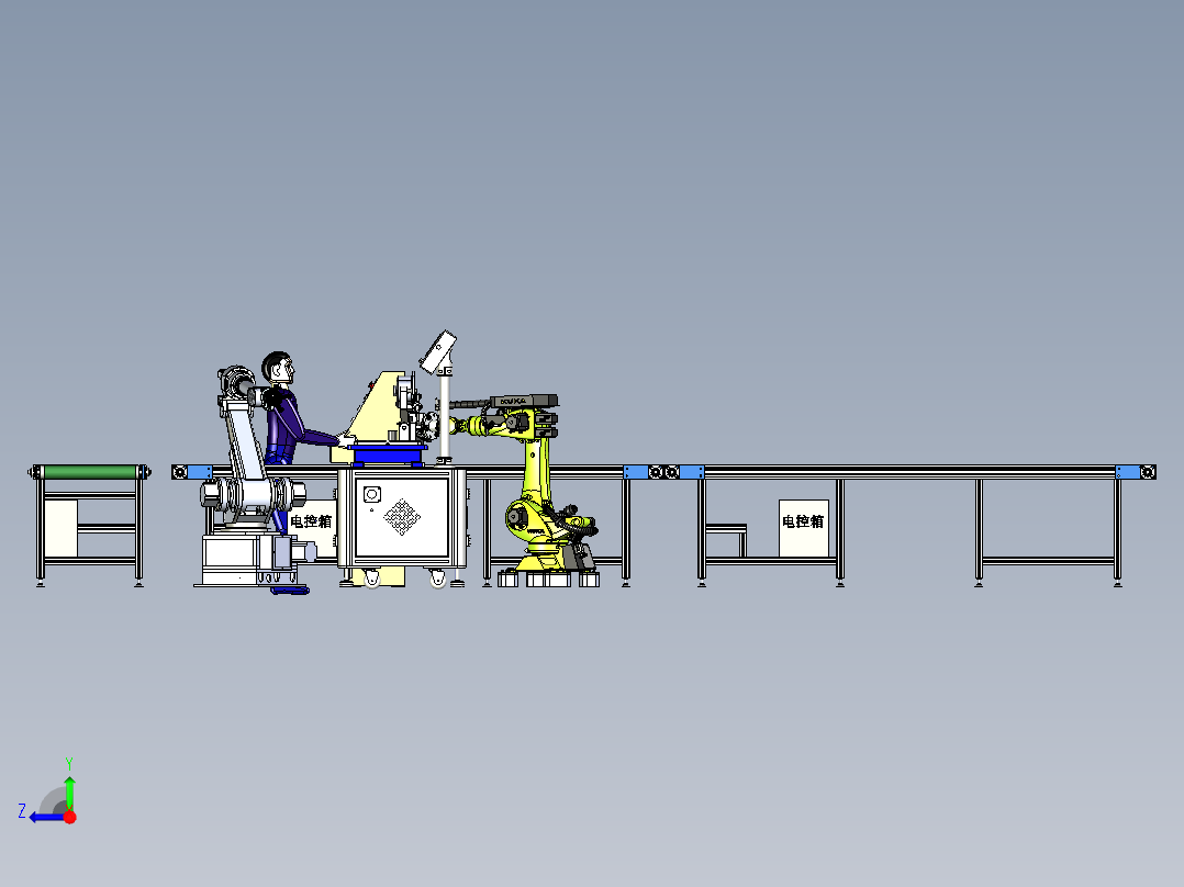 齿轮箱的自动化检测与运输模拟右视图
