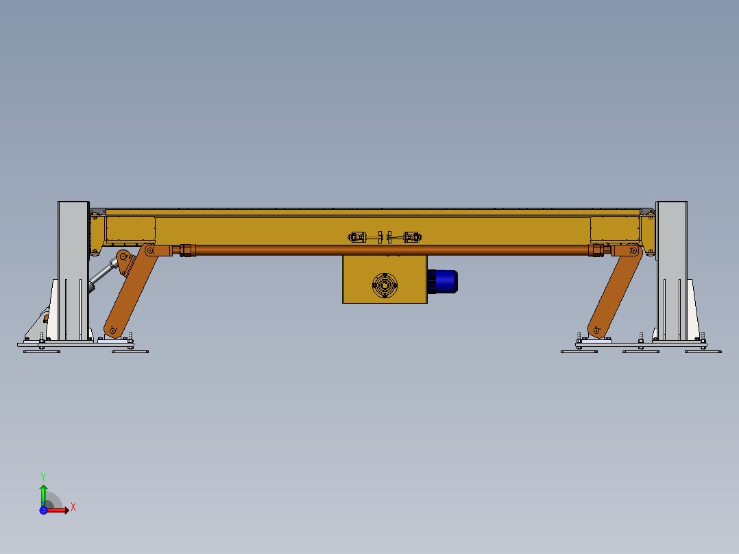 升降链条输送机组3D数模图纸 Solidworks设计前视图