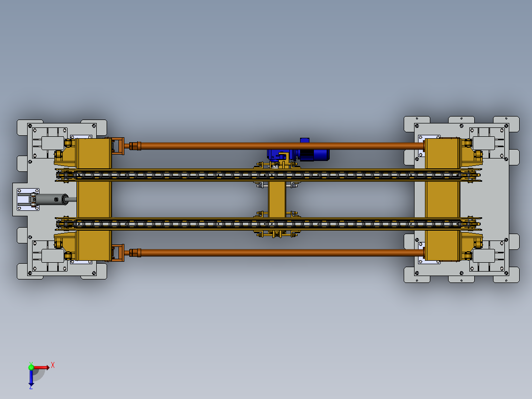 升降链条输送机组3D数模图纸 Solidworks设计俯视图