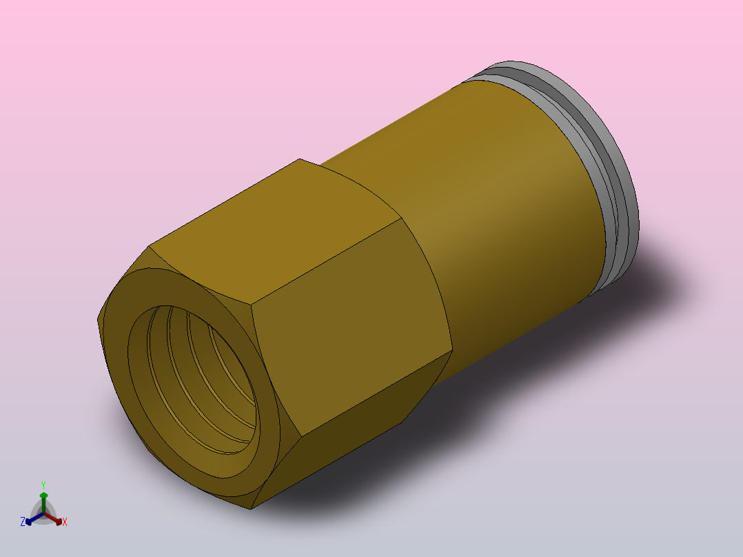 快速接头HKQ2F内螺直接头[HKQ2F10-02]正等轴测图