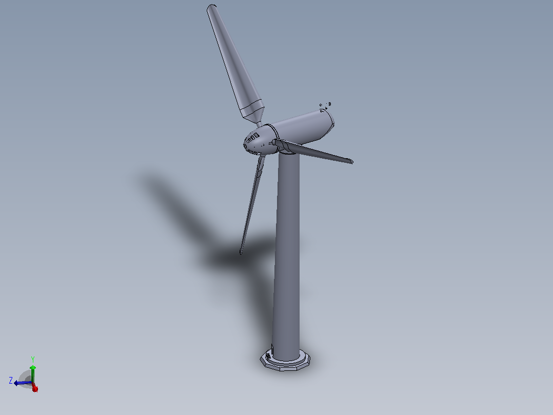 风力发电机3D图纸 Solidworks设计主视图