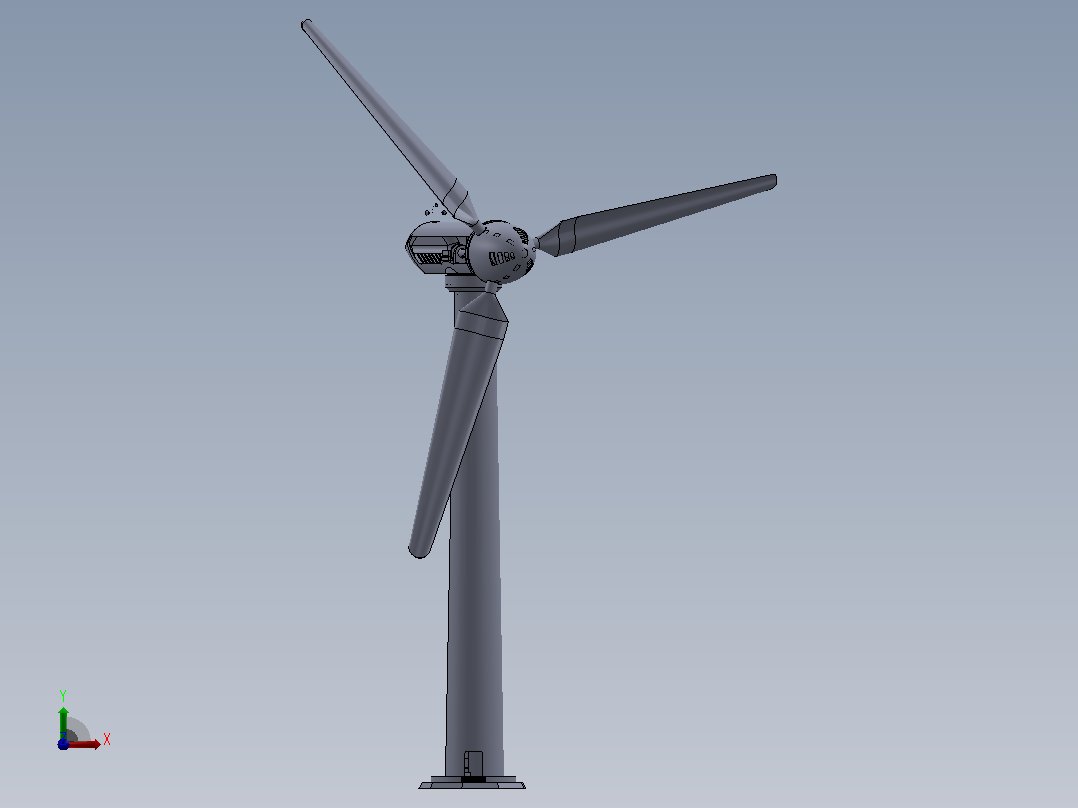 风力发电机3D图纸 Solidworks设计前视图