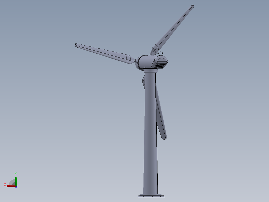 风力发电机3D图纸 Solidworks设计后视图
