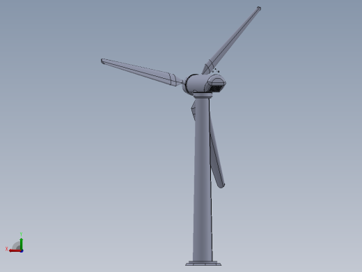 风力发电机3D图纸 Solidworks设计后视缩略图