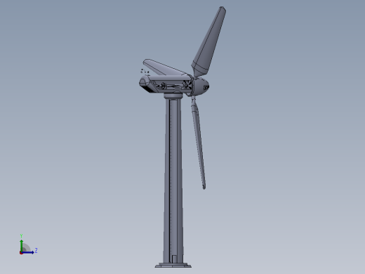 风力发电机3D图纸 Solidworks设计左视缩略图