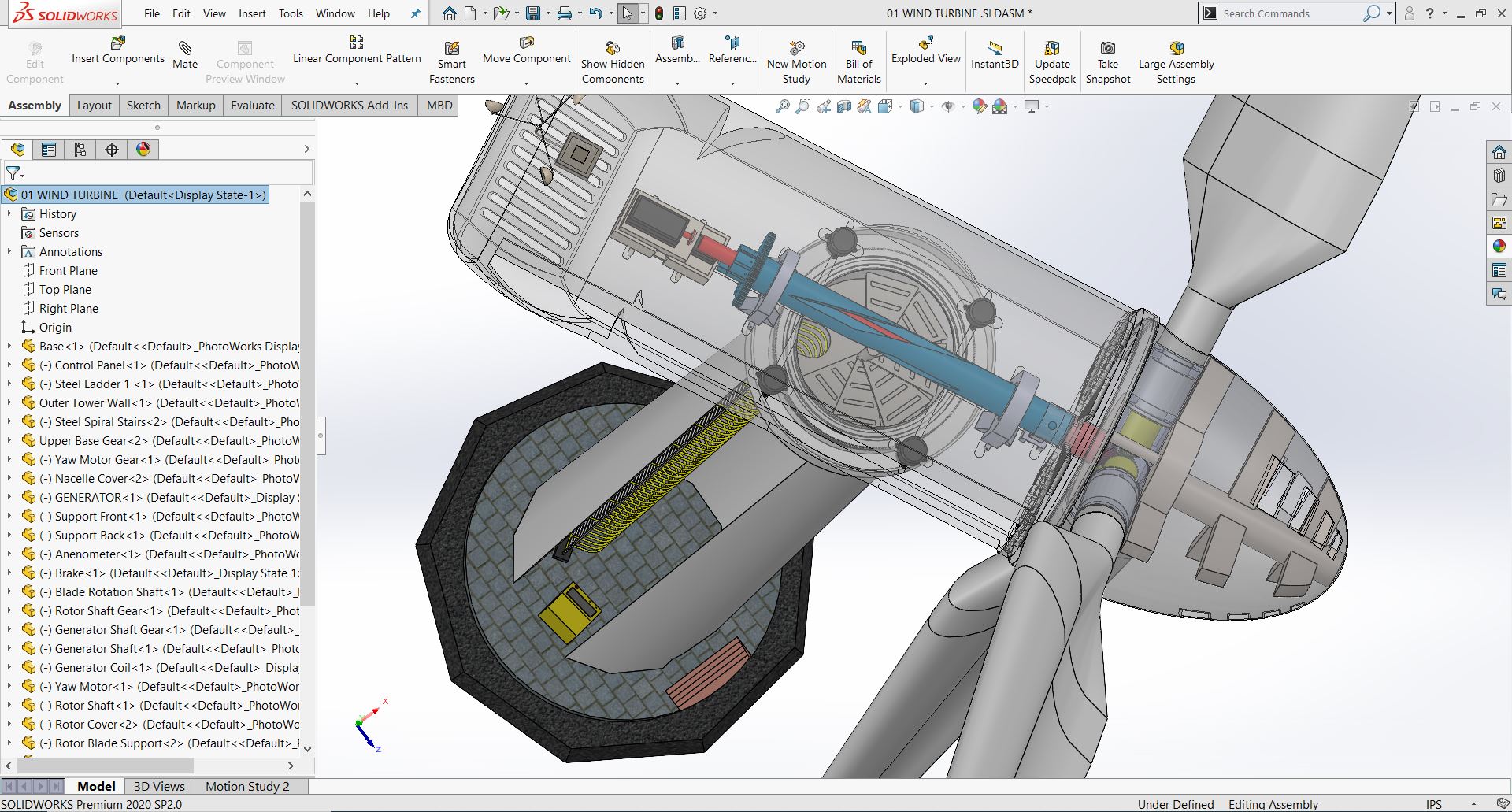 风力发电机3D图纸 Solidworks设计