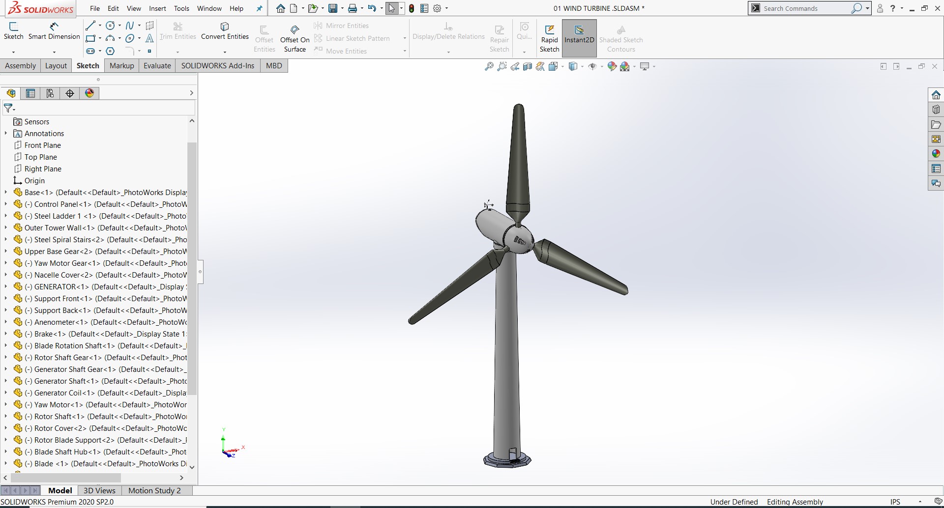 风力发电机3D图纸 Solidworks设计
