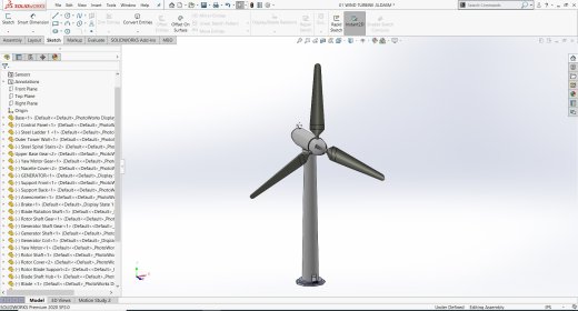 风力发电机3D图纸 Solidworks设计缩略图