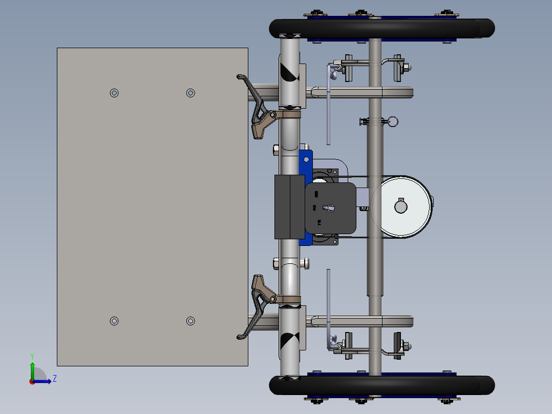 电动爬楼助力车结构设计含三维二维说明书左视图