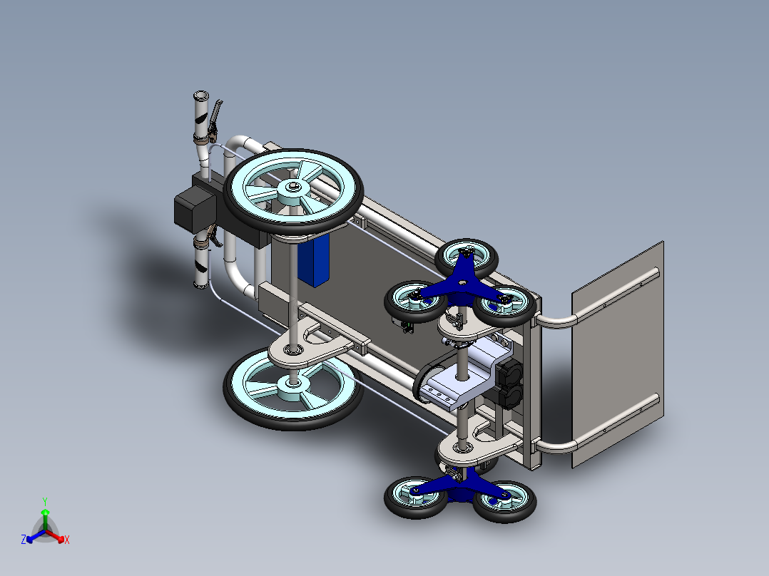 电动爬楼助力车结构设计含三维二维说明书正等轴测图