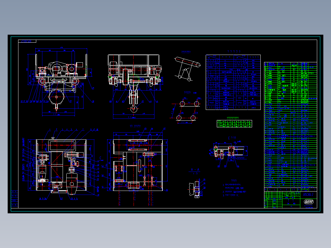 双梁吊钩桥式起重机展示CAD机械图纸