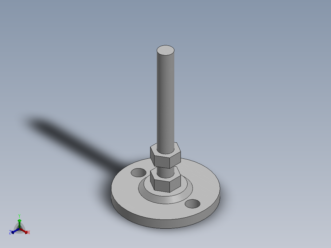 XY2018-FZJ-L07 M16x100金属调整脚蹄带地脚孔(高度差54)正等轴测图