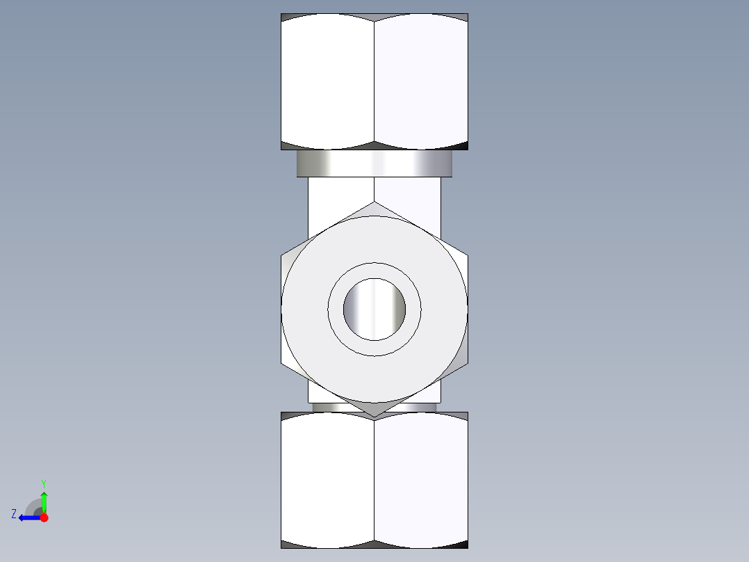 卡套式工业通用硬管接头EO_Swivel_nut_run_tee_EL12S71右视图