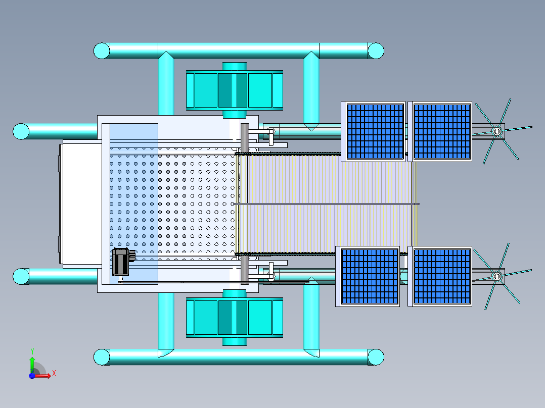 水面垃圾清理船设计三维SW模型Solidworks图纸3D数据SW建模前视图