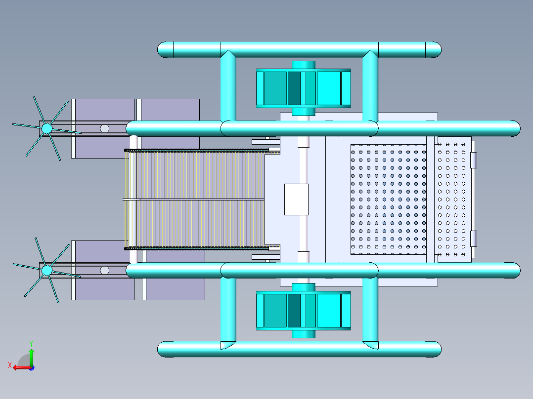水面垃圾清理船设计三维SW模型Solidworks图纸3D数据SW建模后视图