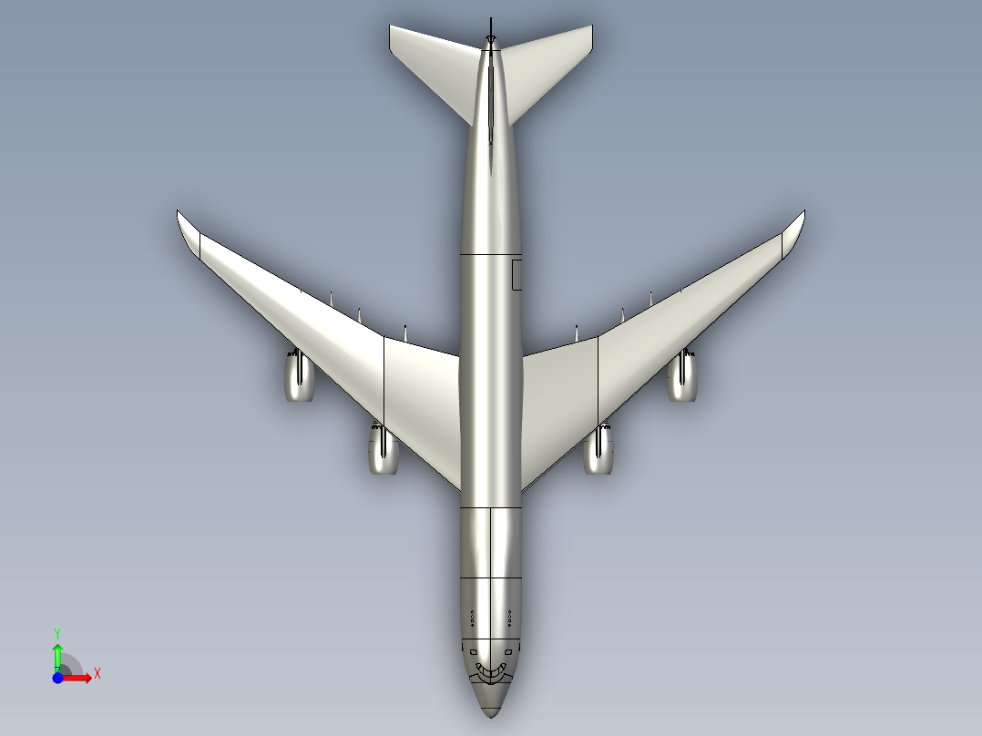 boeing-747-8f-transport-aircraft-multi-part-solid-assembly-model前视图