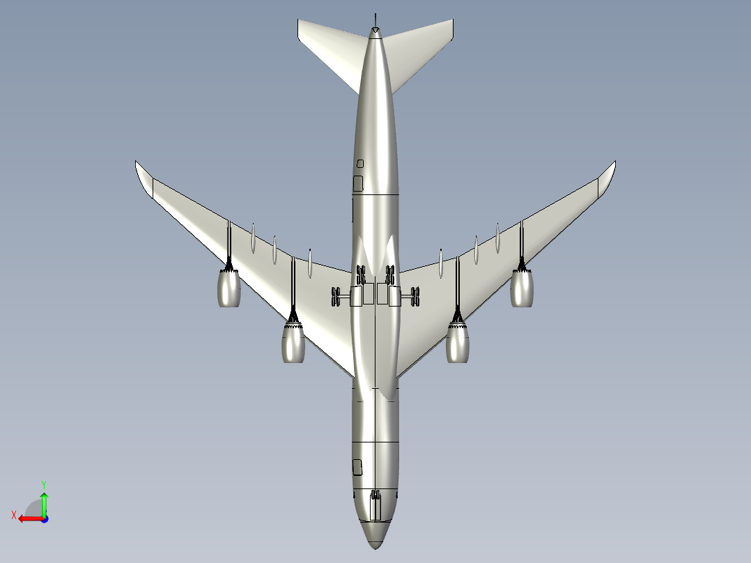 boeing-747-8f-transport-aircraft-multi-part-solid-assembly-model后视图