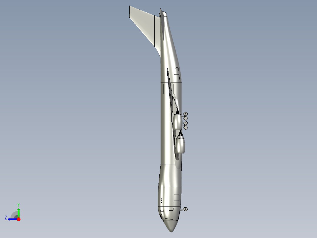 boeing-747-8f-transport-aircraft-multi-part-solid-assembly-model右视图