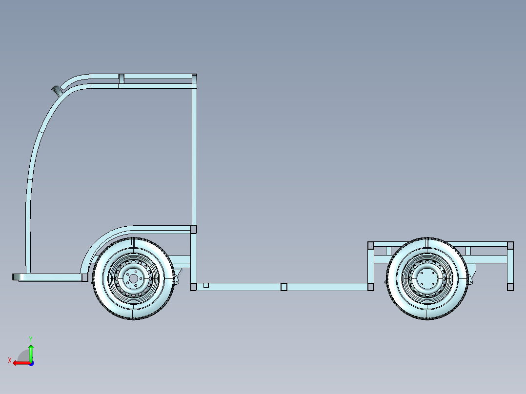 售货车车架后视图
