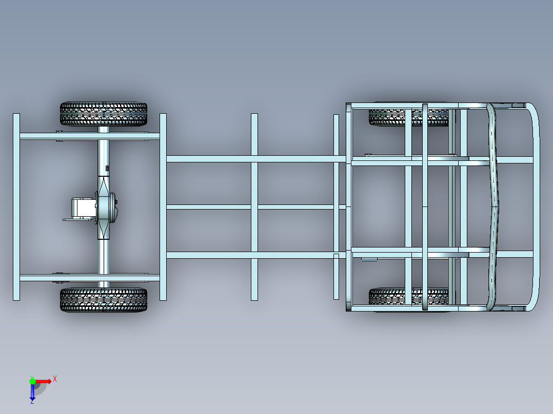 售货车车架俯视图