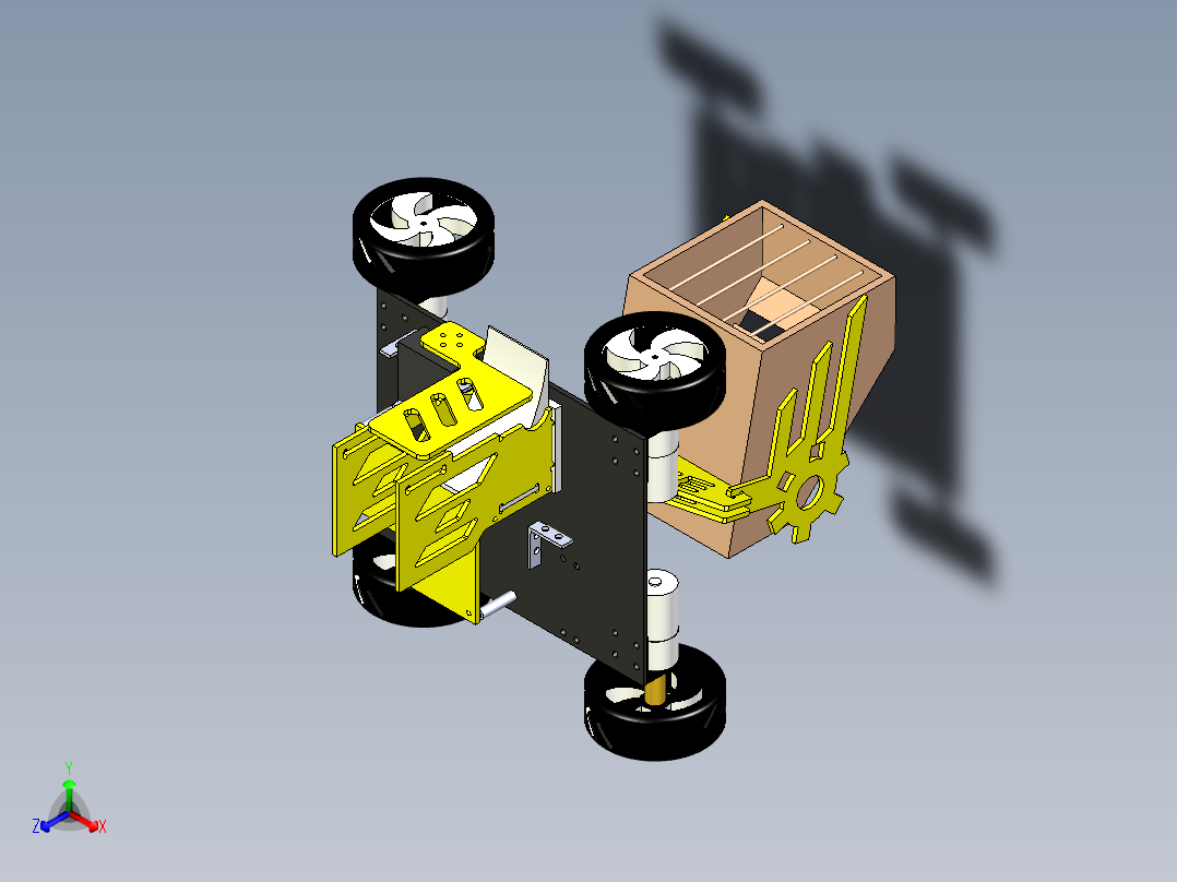 移动搬运物料移动小车正等轴测图