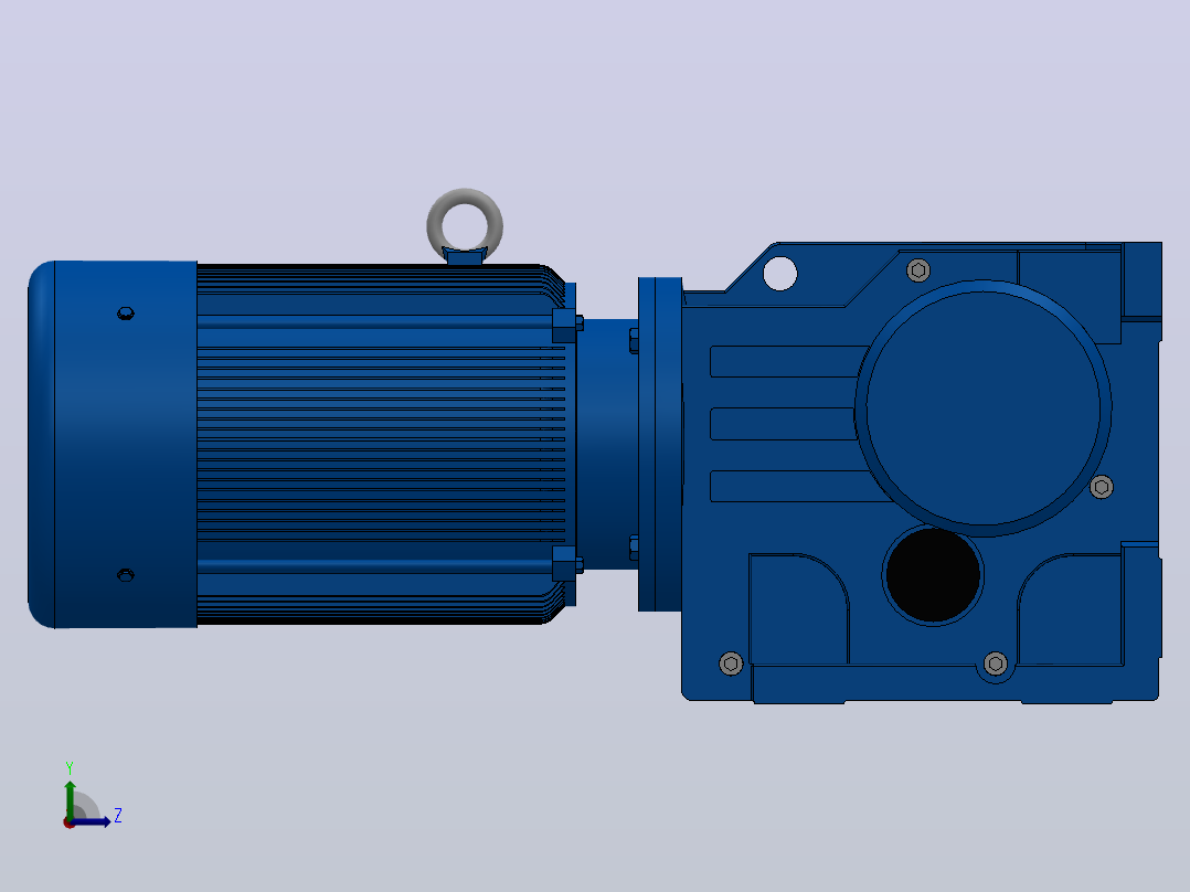 K97底脚轴伸式安装螺旋锥齿轮减速机K97-YV11-4P-27.91-M1-0°-A左视图
