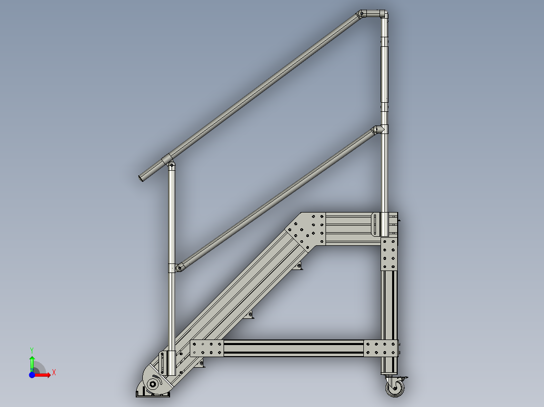 小型移动式4阶工业梯子前视图