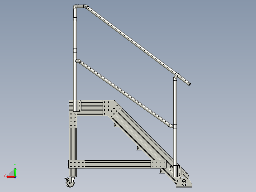小型移动式4阶工业梯子后视图