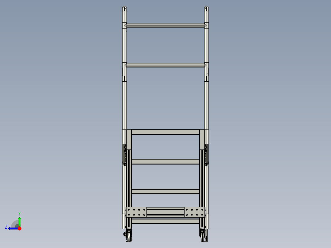 小型移动式4阶工业梯子右视图