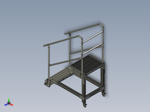 小型移动式4阶工业梯子正等轴测缩略图