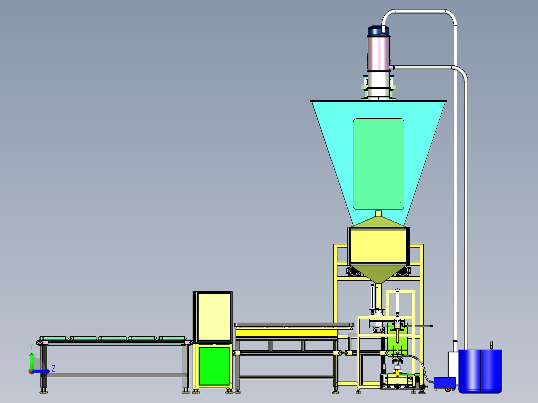 奶粉包装线3D模型左视图